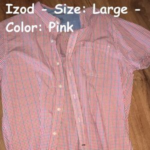 Izod Short Sleeve Pink Button Down